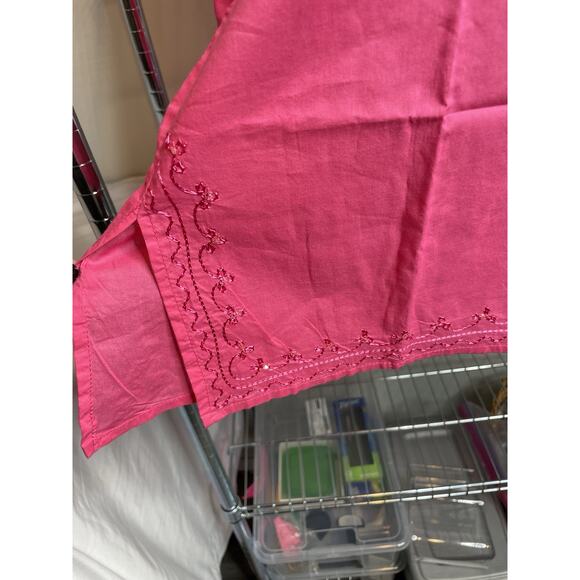 Pink Indian Cotton Embroidered Kurti Tunic‎ Size XXL Flowy Art To Wear Lagenlook - Picture 6 of 12